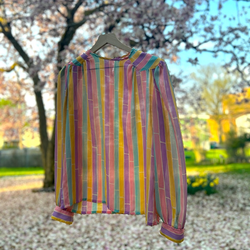Vintage Dior sheer rainbow blouse